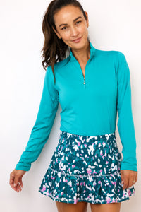 SanSoleil Sunglow Long Sleeve Zip Mock Top