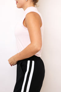 Lucky In Love Pleated Placket Textured Sleeveless Tank