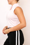 Lucky In Love Pleated Placket Textured Sleeveless Tank