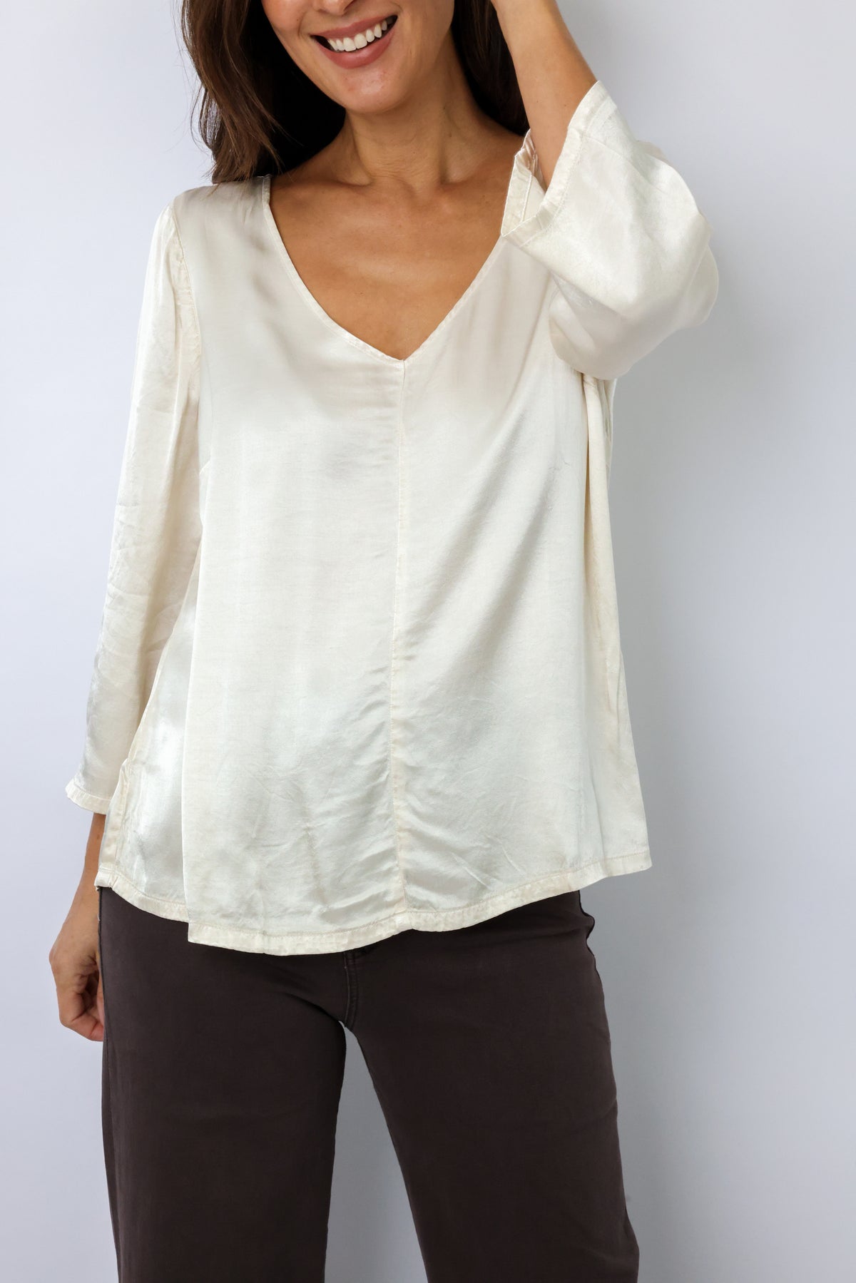 Cobie V-Neck Satin Top