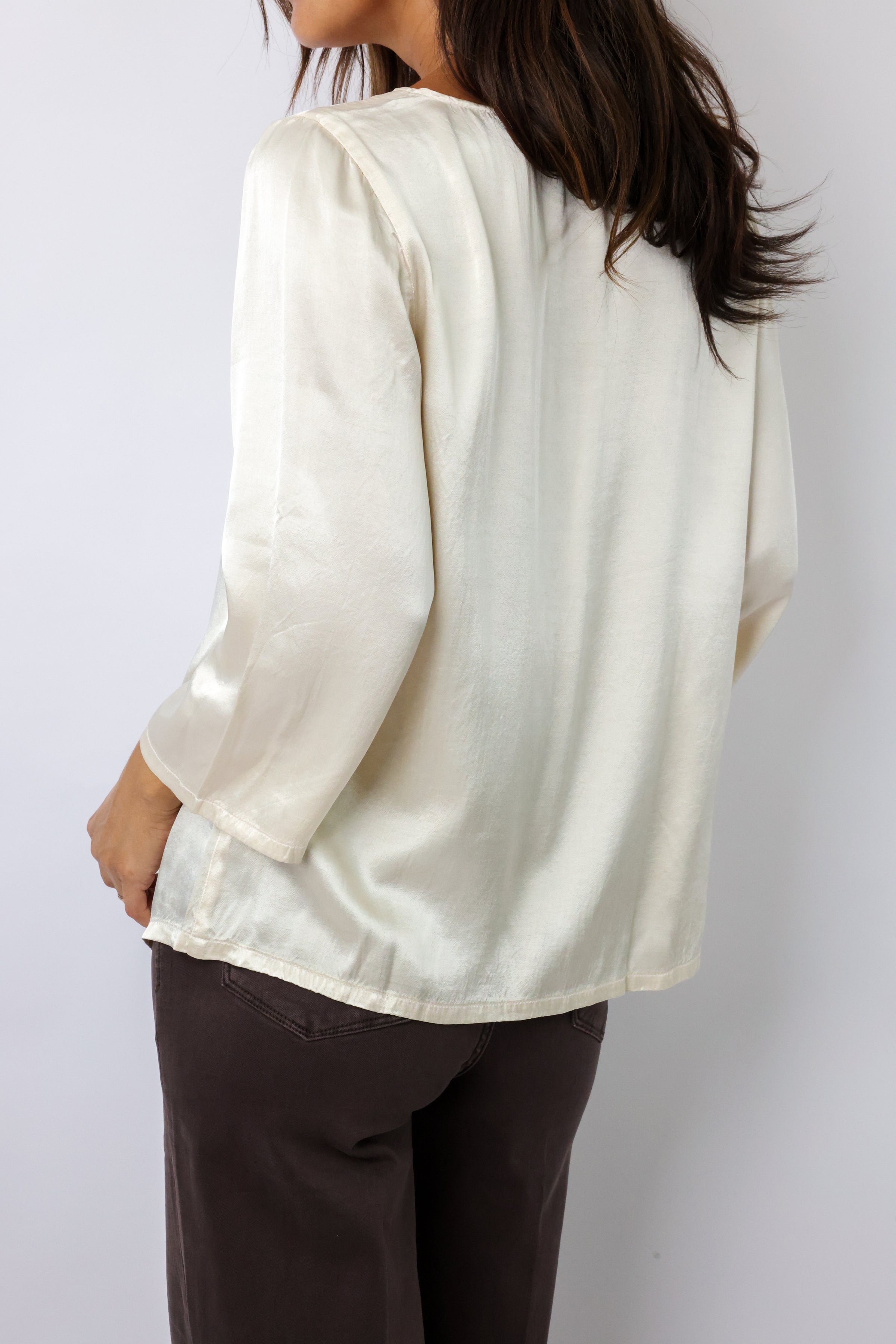 Cobie V-Neck Satin Top