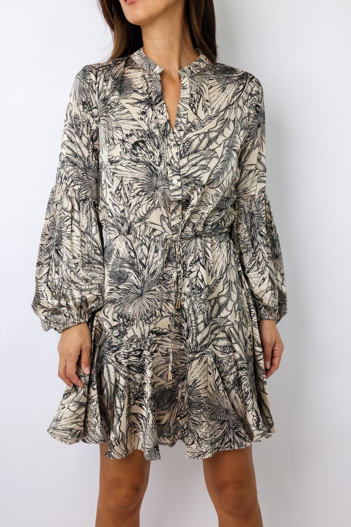 Long Sleeve Button Down Mini Dress