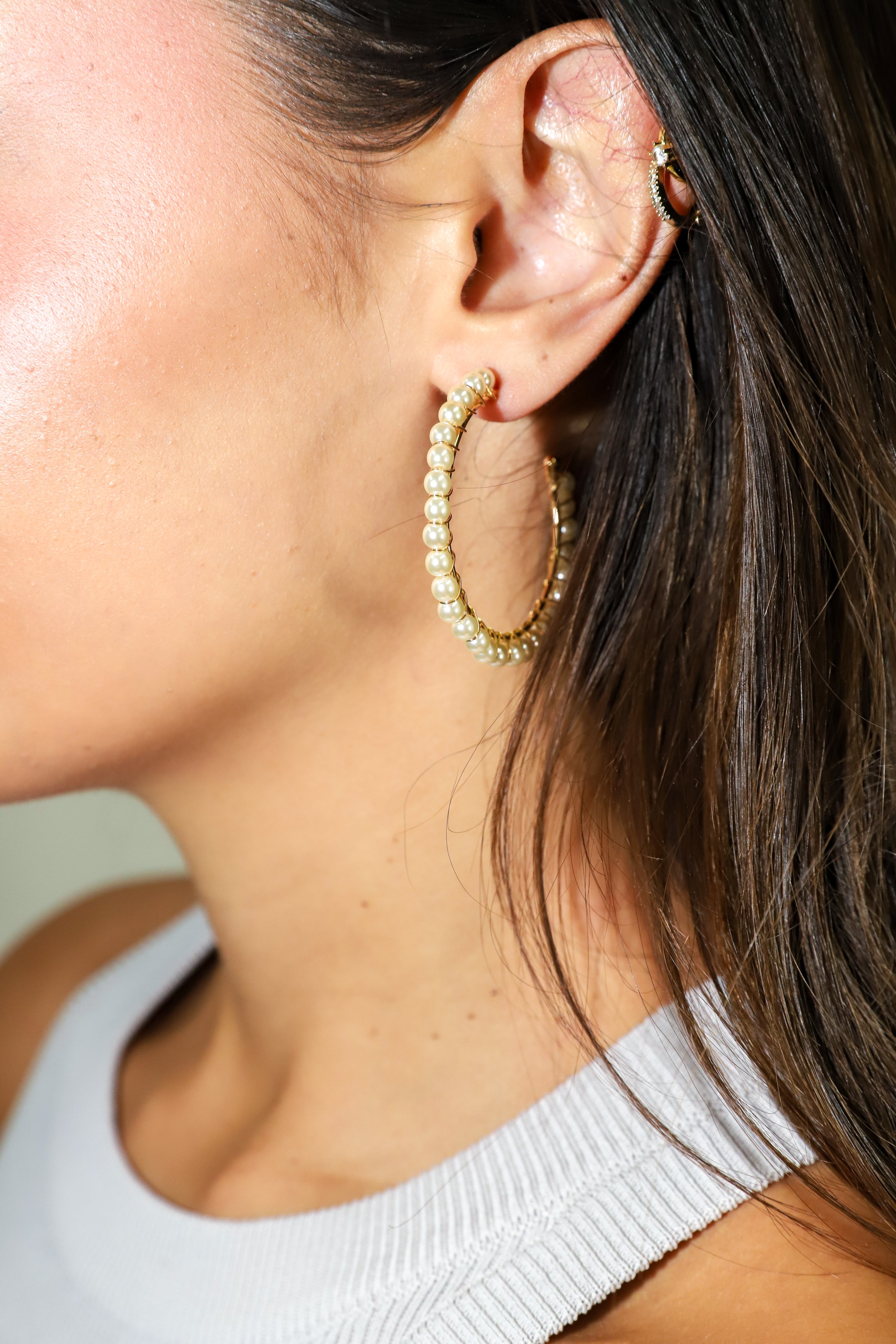 PG Designs Large Pearl Hoops