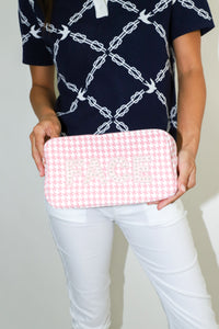 Face Houndstooth Large Makeup Bag