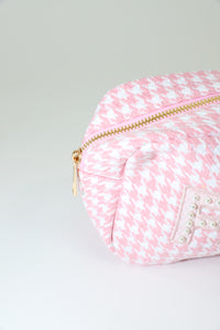 Face Houndstooth Large Makeup Bag