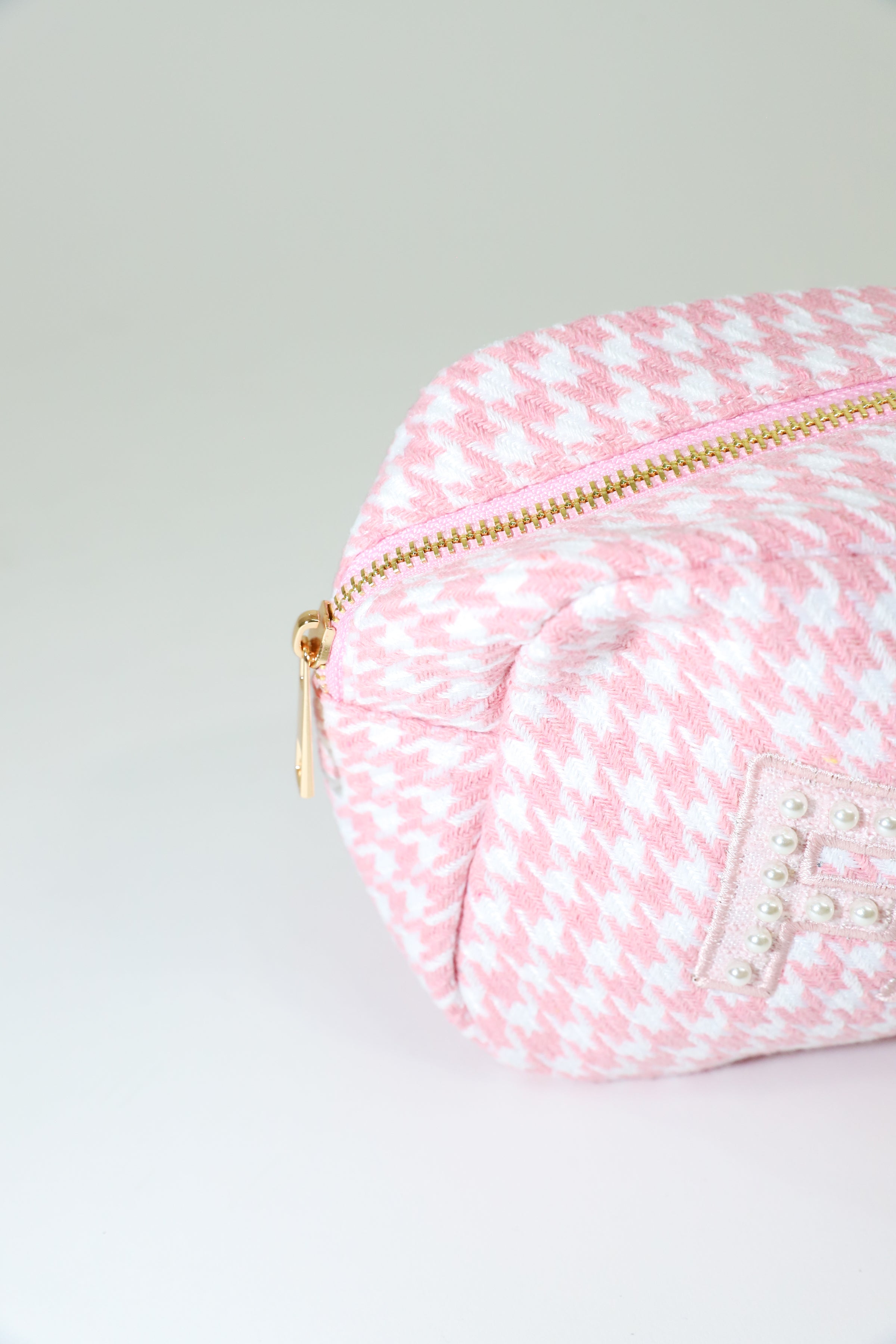 Face Houndstooth Large Makeup Bag