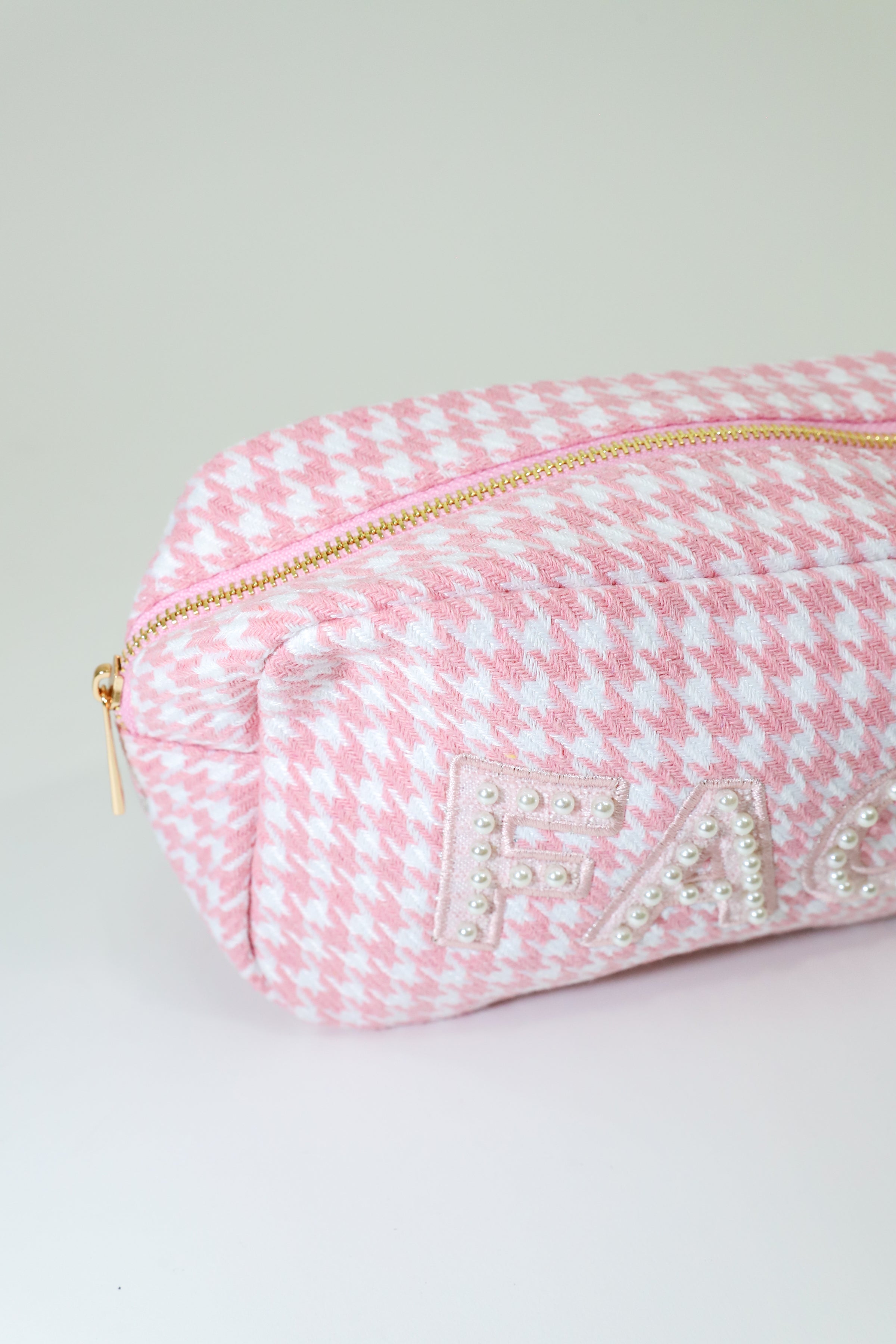 Face Houndstooth Large Makeup Bag