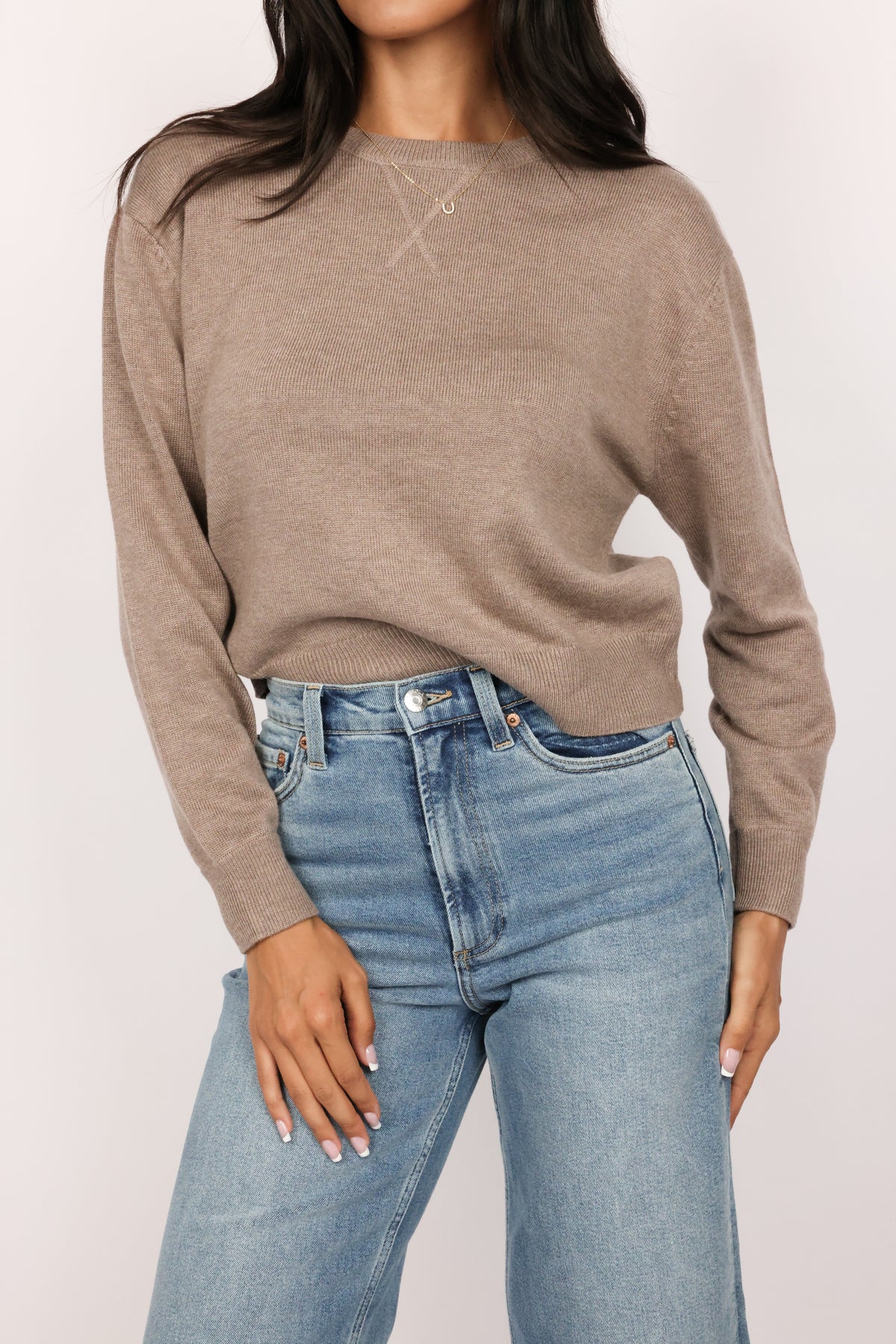 Lexi V-Notch Stitch Crewneck Sweater