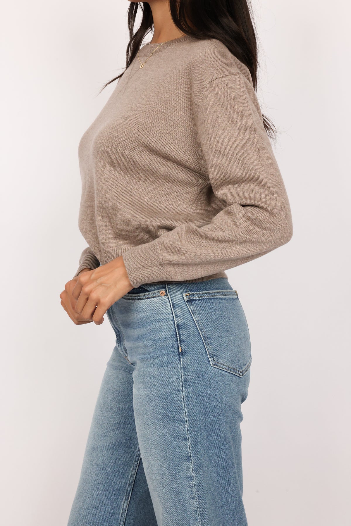 Lexi V-Notch Stitch Crewneck Sweater