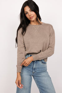 Lexi V-Notch Stitch Crewneck Sweater