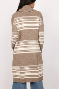 Longline Striped Knit Cardigan