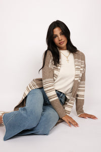 Longline Striped Knit Cardigan