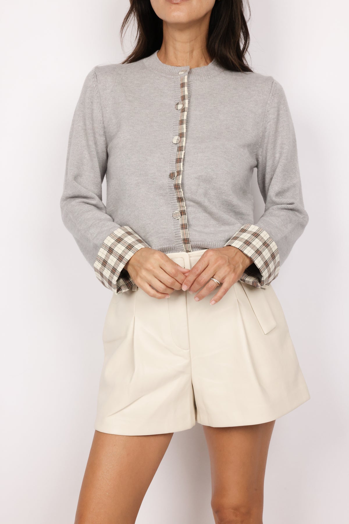 Plaid Button Cardigan