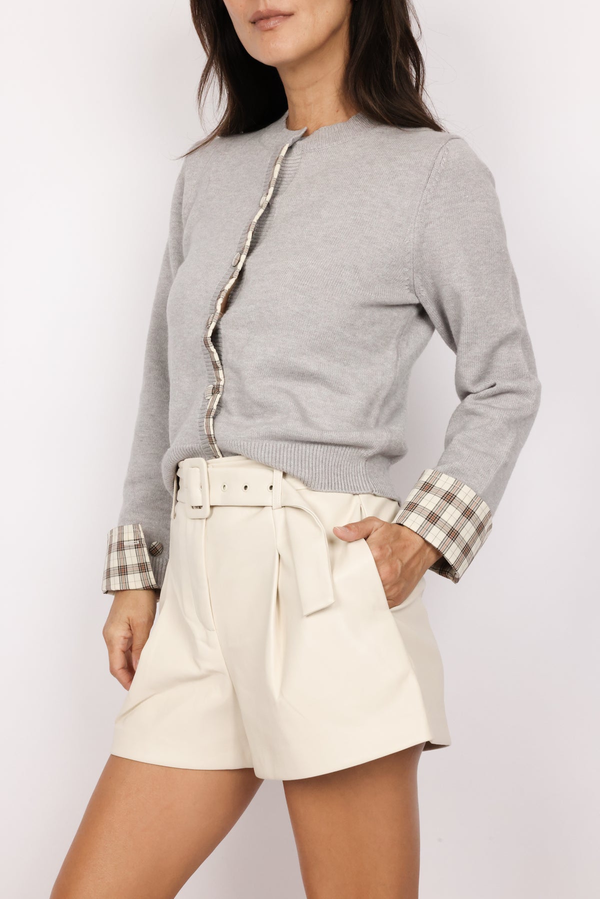 Plaid Button Cardigan