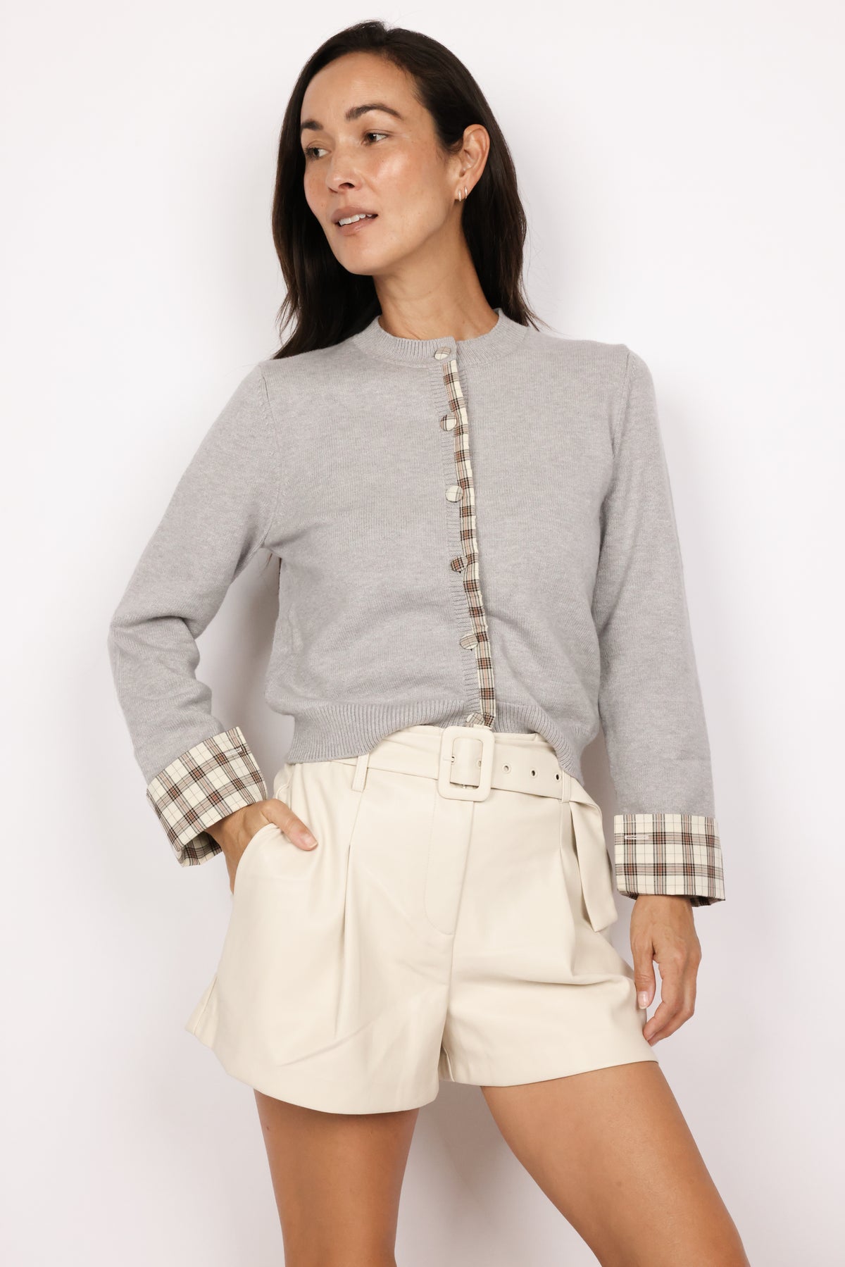 Plaid Button Cardigan