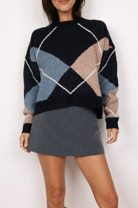 Argyle Oversized Knit Sweater