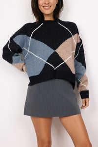 Argyle Oversized Knit Sweater