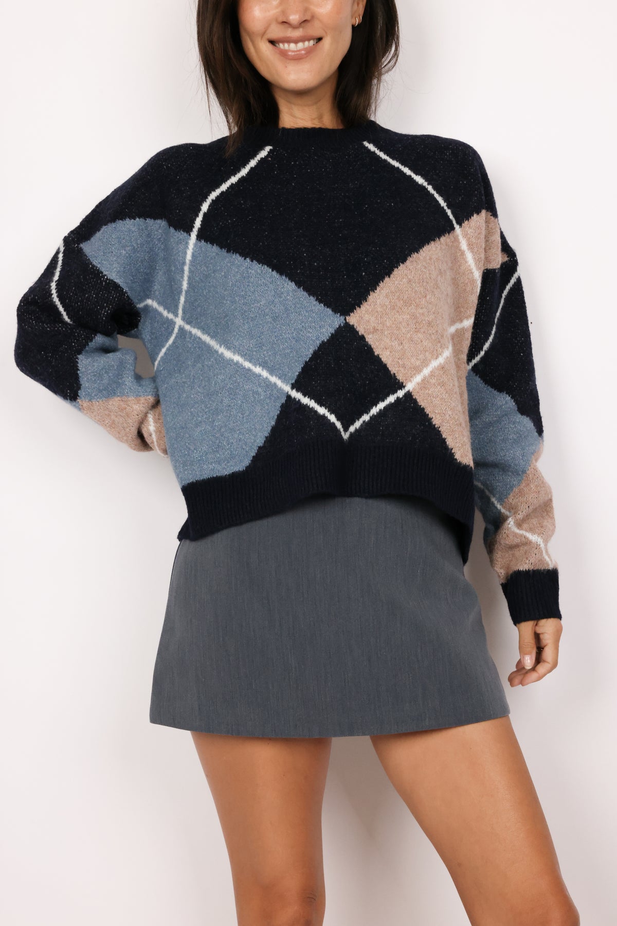 Argyle Oversized Knit Sweater