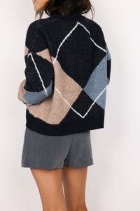 Argyle Oversized Knit Sweater