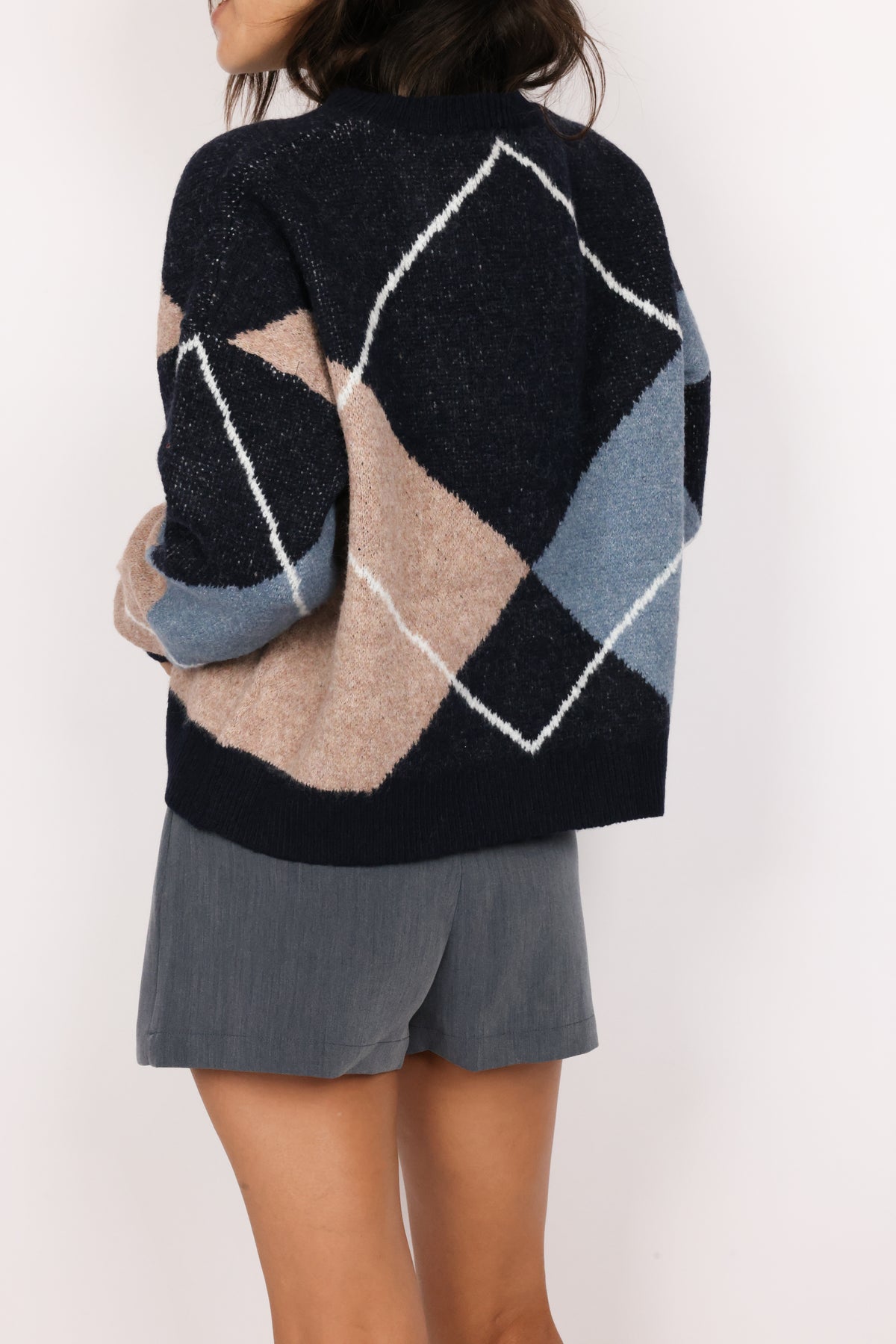 Argyle Oversized Knit Sweater