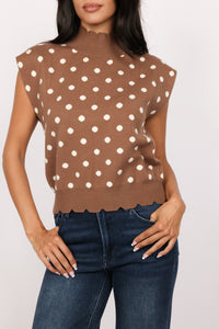 Sleeveless Polka Dot Knit Top