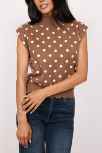 Sleeveless Polka Dot Knit Top