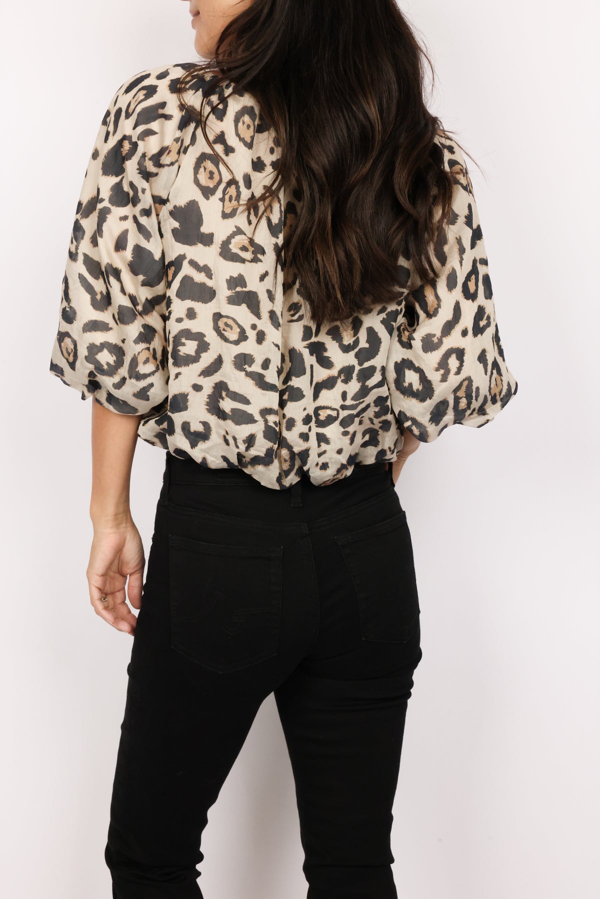 Animal Print Puff Sleeve Top