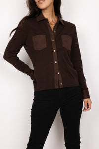 J.Society Suede Trim Button Down
