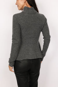 Mock Neck Peplum Zip Cardigan