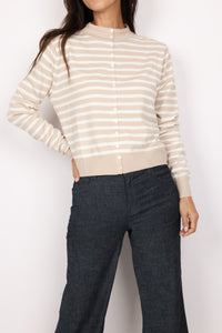 Mock Neck Striped Cardigan