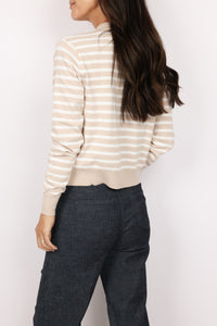 Mock Neck Striped Cardigan
