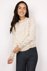 Mock Neck Striped Cardigan