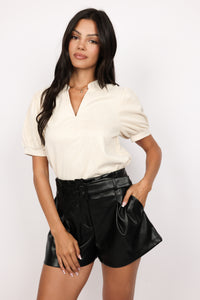Soft Suede V-Neck Top