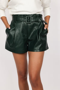 Faux Leather Belted Shorts