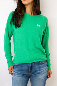 Embroidered Fun Lightweight Brushed Fleece Pullover Sweater