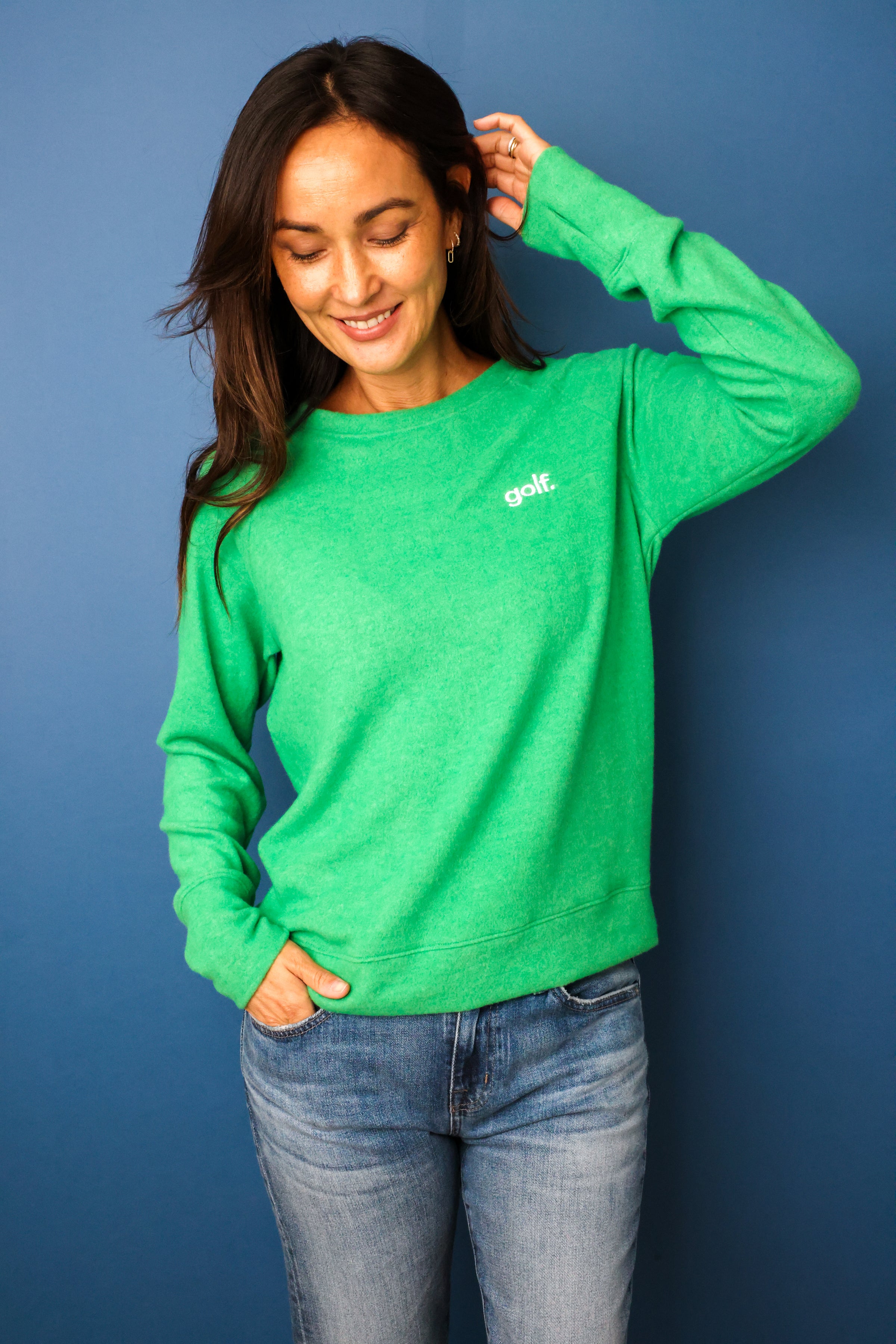Embroidered Golf Lightweight Brushed Fleece Pullover Sweater