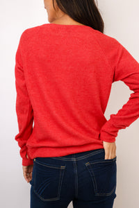 Embroidered Fun Lightweight Brushed Fleece Pullover Sweater