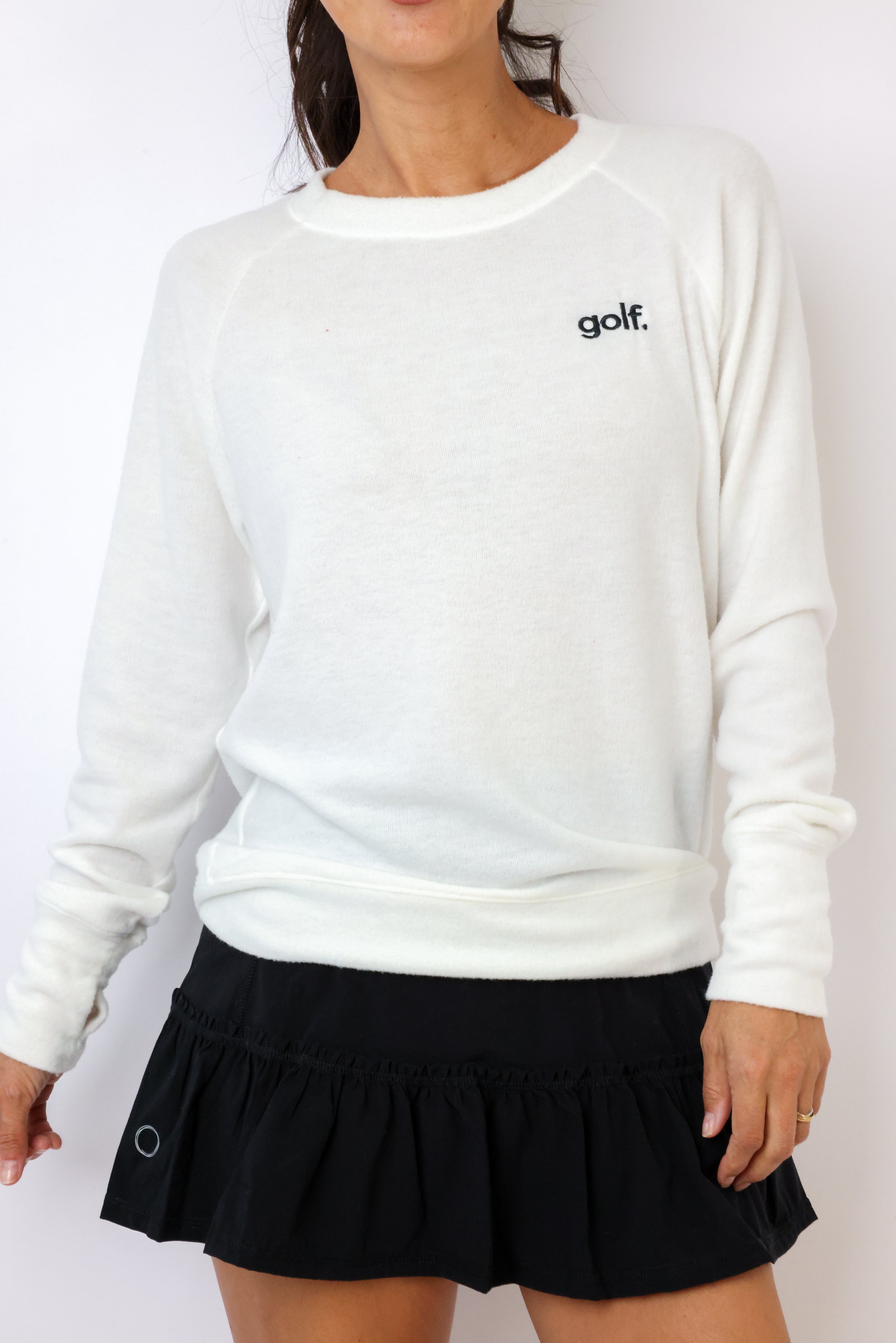 Embroidered Golf Lightweight Brushed Fleece Pullover Sweater