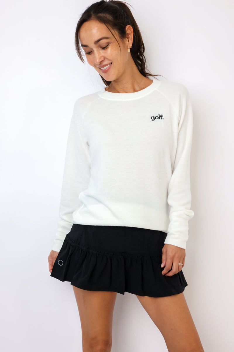 Embroidered Golf Lightweight Brushed Fleece Pullover Sweater
