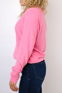 Embroidered Fun Lightweight Brushed Fleece Pullover Sweater