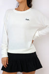 Embroidered Fun Lightweight Brushed Fleece Pullover Sweater
