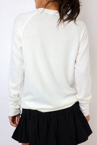Embroidered Fun Lightweight Brushed Fleece Pullover Sweater
