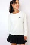 Embroidered Fun Lightweight Brushed Fleece Pullover Sweater