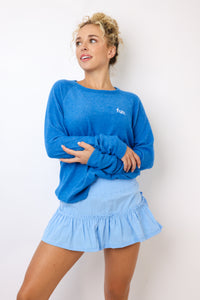 Embroidered Fun Lightweight Brushed Fleece Pullover Sweater