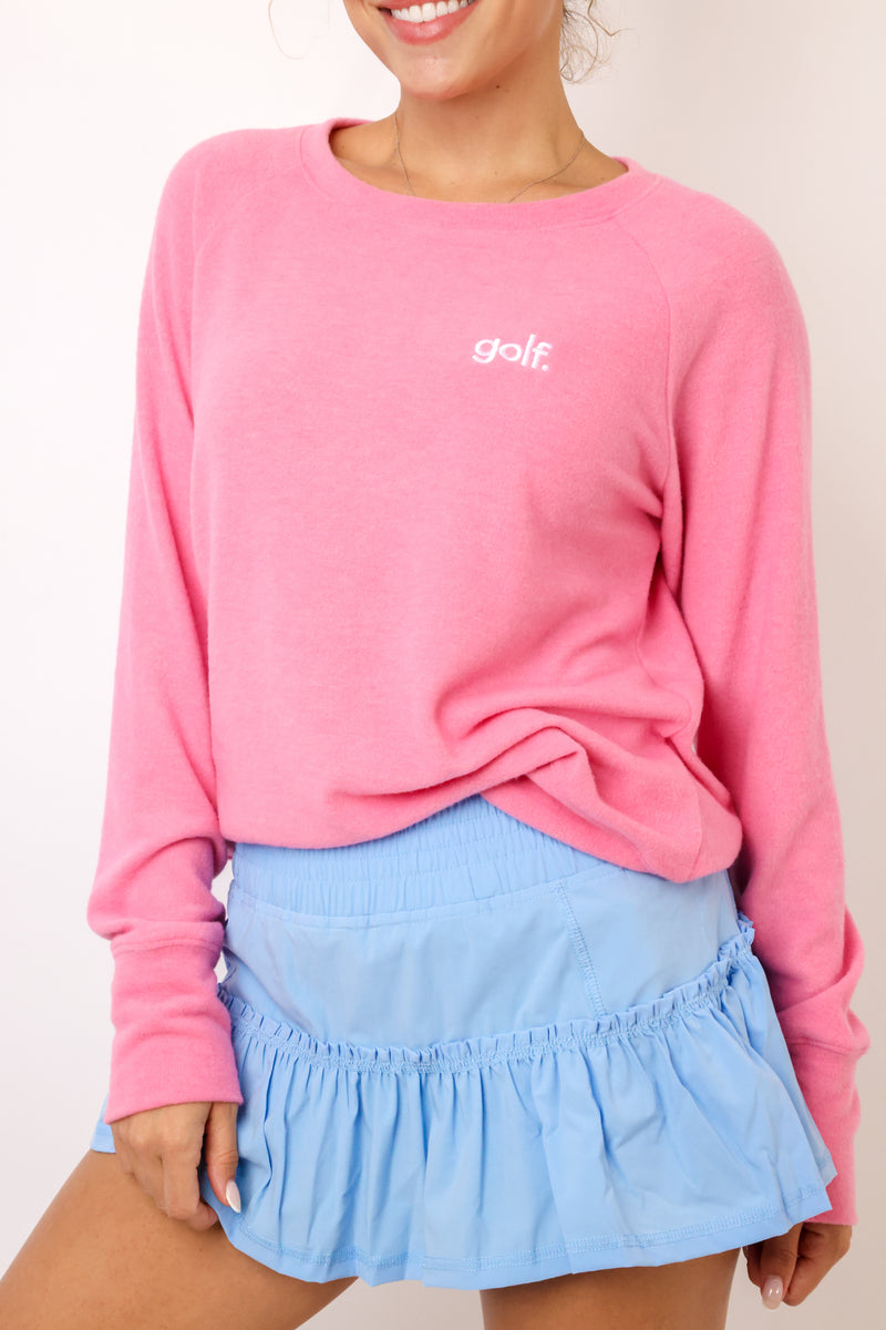 Embroidered Golf Lightweight Brushed Fleece Pullover Sweater