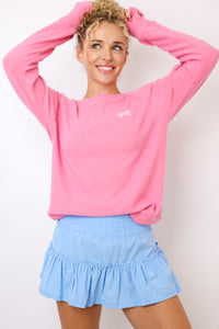 Embroidered Golf Lightweight Brushed Fleece Pullover Sweater