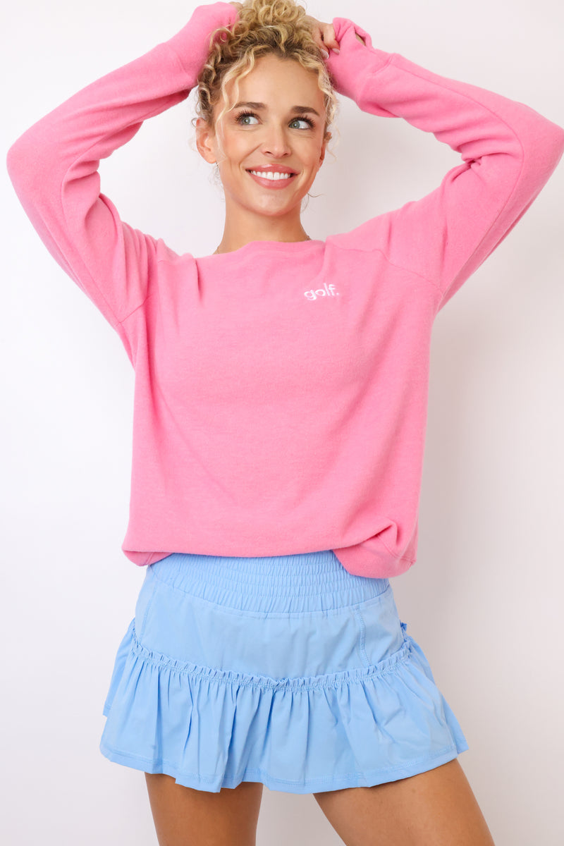 Embroidered Golf Lightweight Brushed Fleece Pullover Sweater