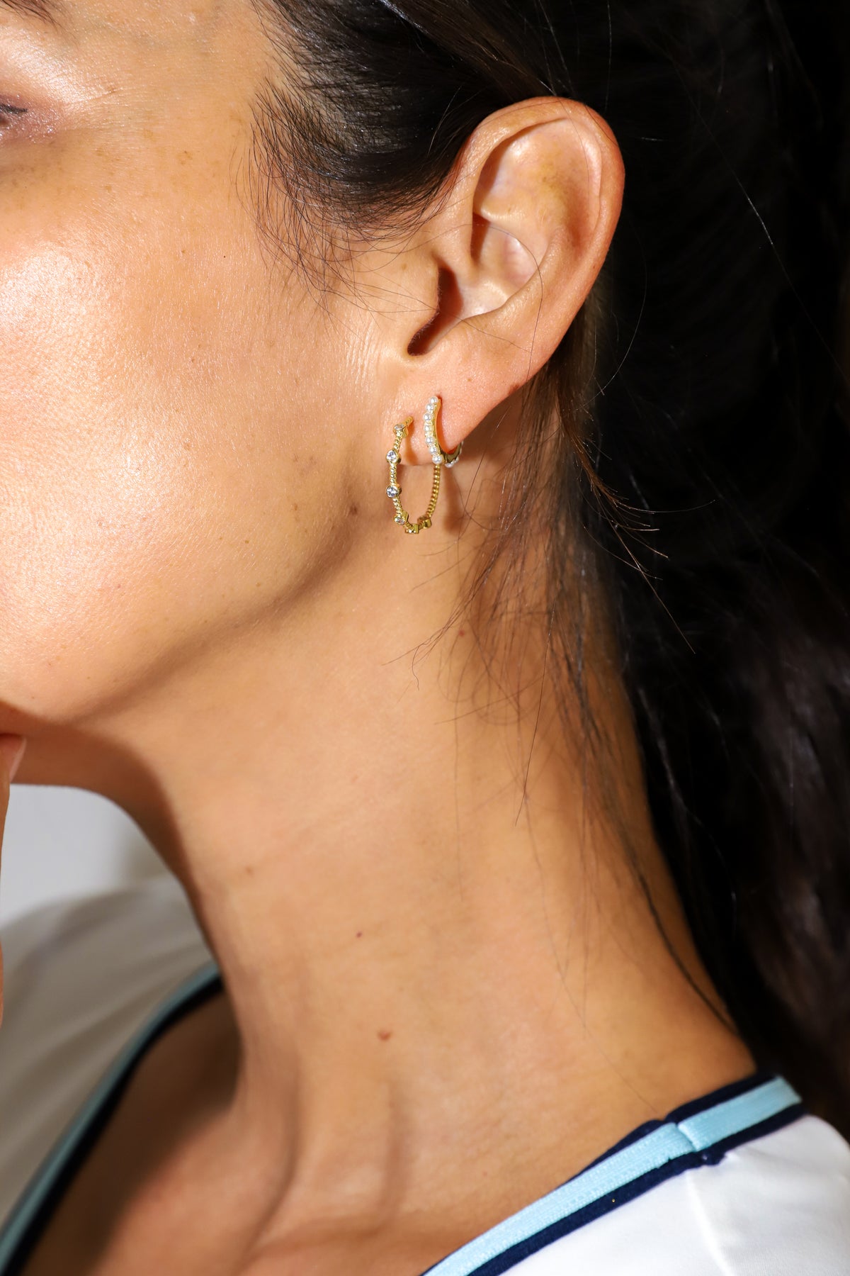 PG Designs Thin Gold Studded Hoops
