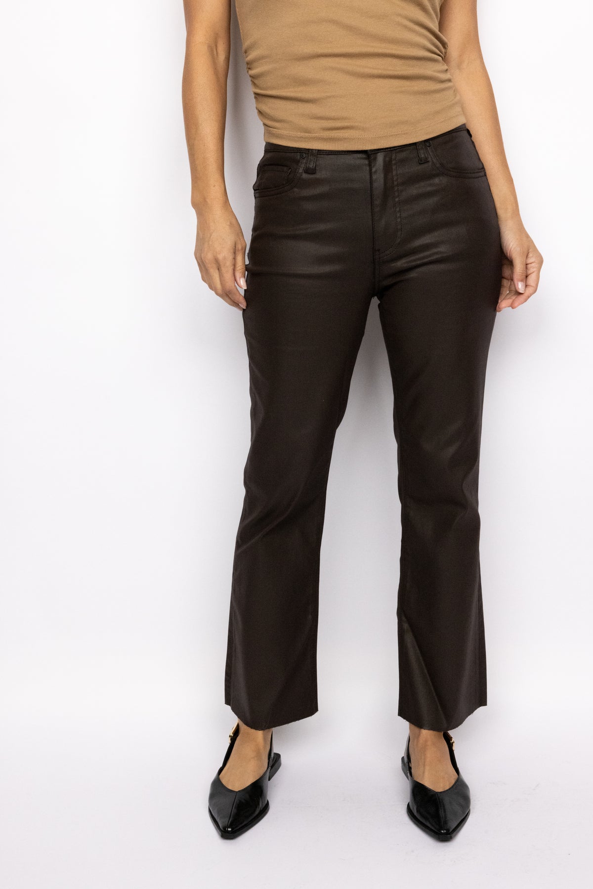 Kut Kelsey Coated High Rise Ankle Flare