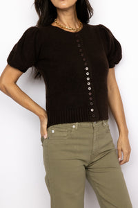 Puff Sleeve Button Sweater Top
